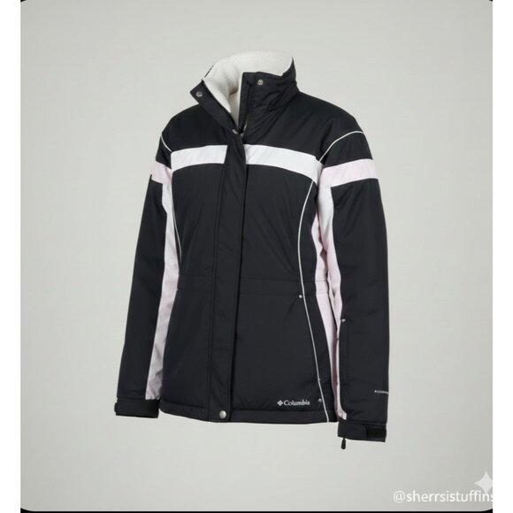 Columbia Youth Girls Insulated Winter Jacket Black Pink White Size 14/16 - Picture 3 of 15